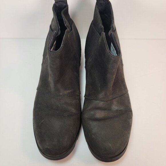 Sorel EMELIE CHELSEA Ankle Boot Black Leather Waterproof Rain Snow Boot Sz 7 - Picture 1 of 10